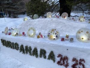 開場に氷板や氷中花も展示