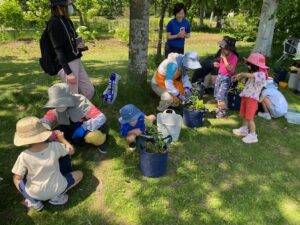 6.10風の子保育園の子ども達の植え込み風景2