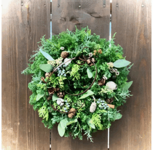 ガーデンショップのクリスマスリース講習