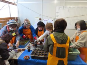 ポット上げ作業の様子