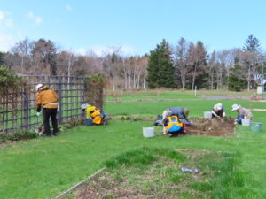 かおりの庭で作業をするクローバーのみなさん