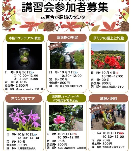 明日から秋の講習会募集始まります(2026年9月10日)